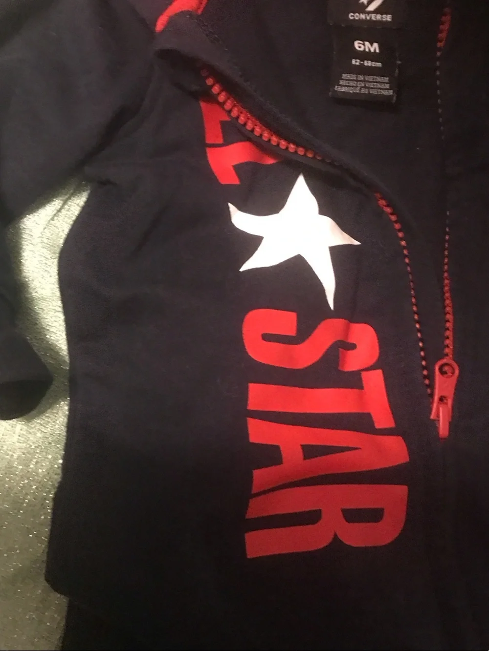 Converse Navy and Red Baby Hooded Zip Jumpsuit
